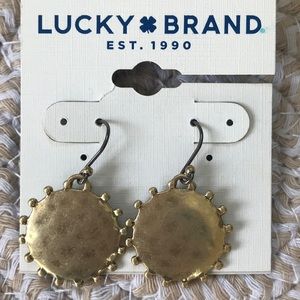 Lucky brand gold tone French wire earrings NWT